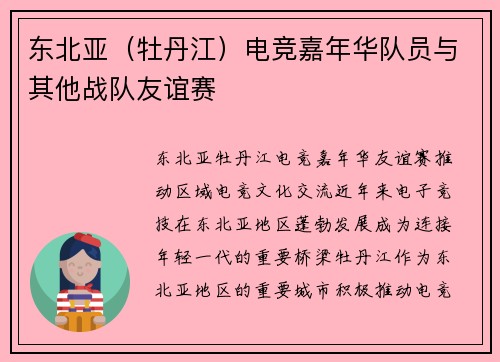 东北亚（牡丹江）电竞嘉年华队员与其他战队友谊赛